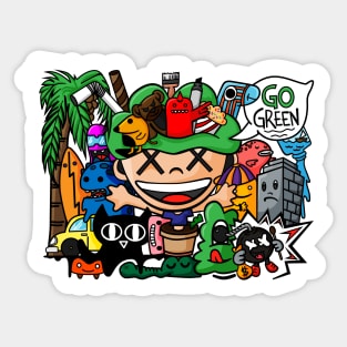 go green doodle art Sticker